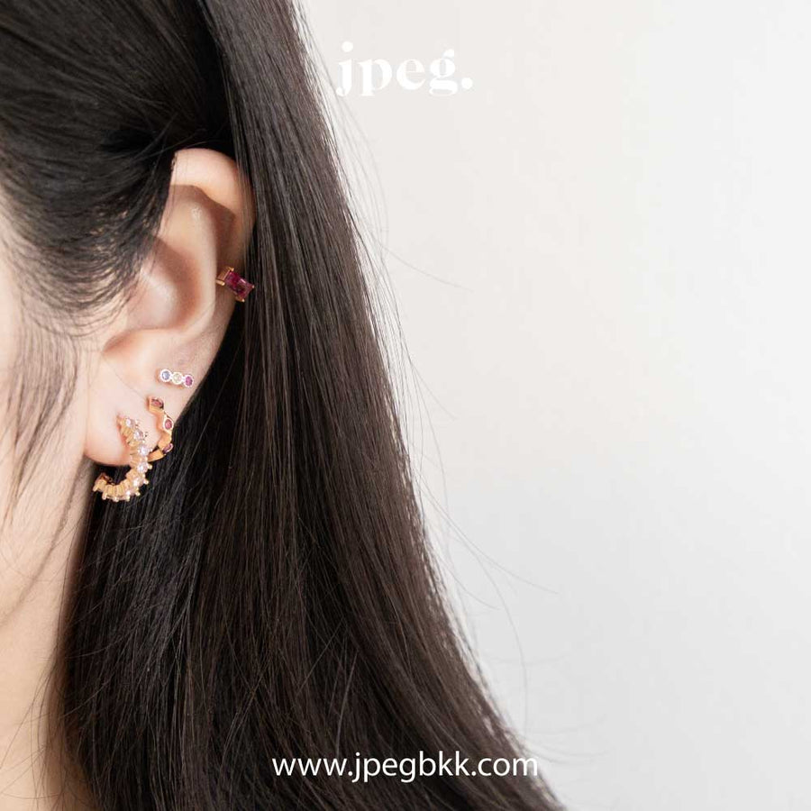 LIGHT PINK - coco noir earring (Brass+14K)
