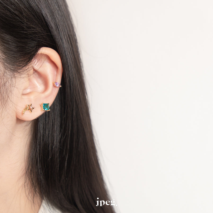 square gem earring