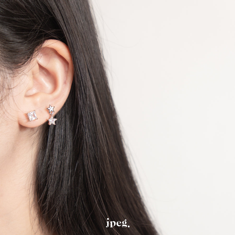square gem earring