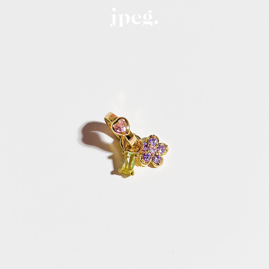 light pink - heart gem clip (brass)