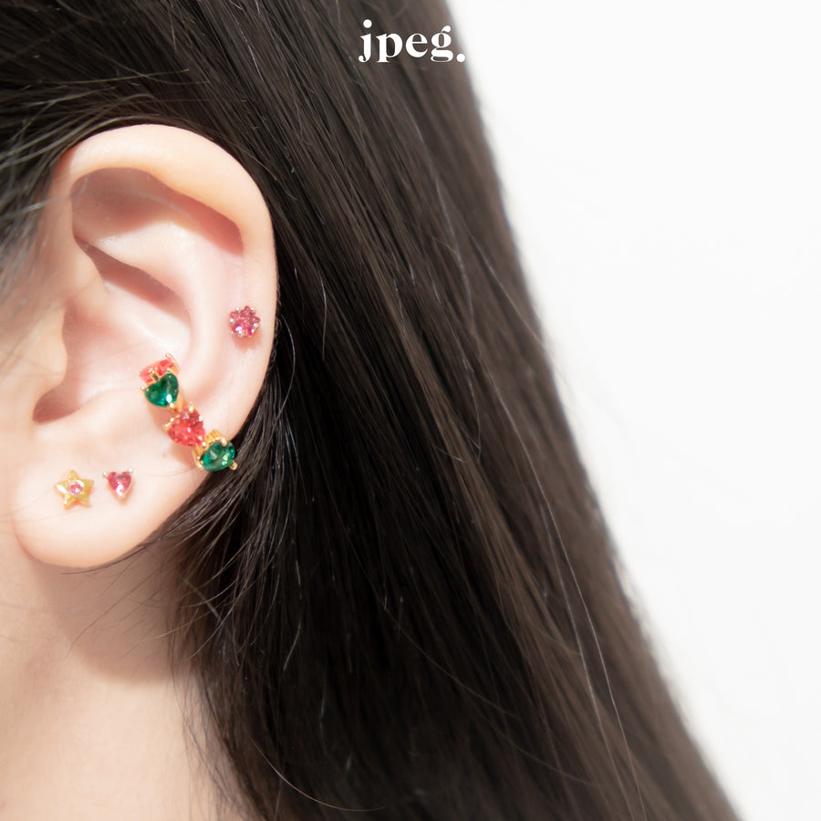 tiny star gem earring (brass)
