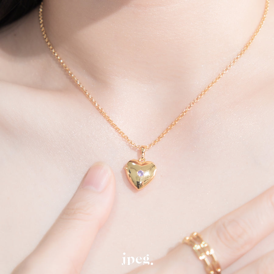 heart shine locket (necklace, pendant) (brass)