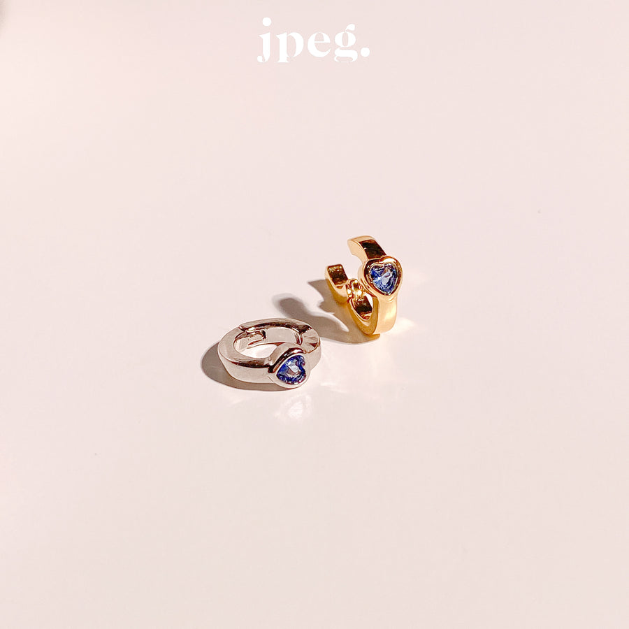 ocean blue - heart gem clip (brass)