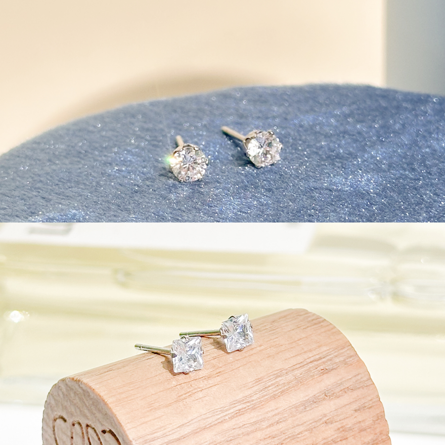 (Stainless) diamond earring 3 mm