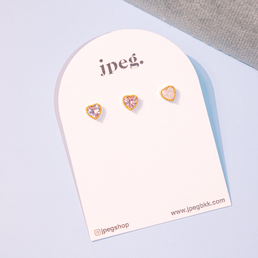 love sprinkle gem earring set (brass)