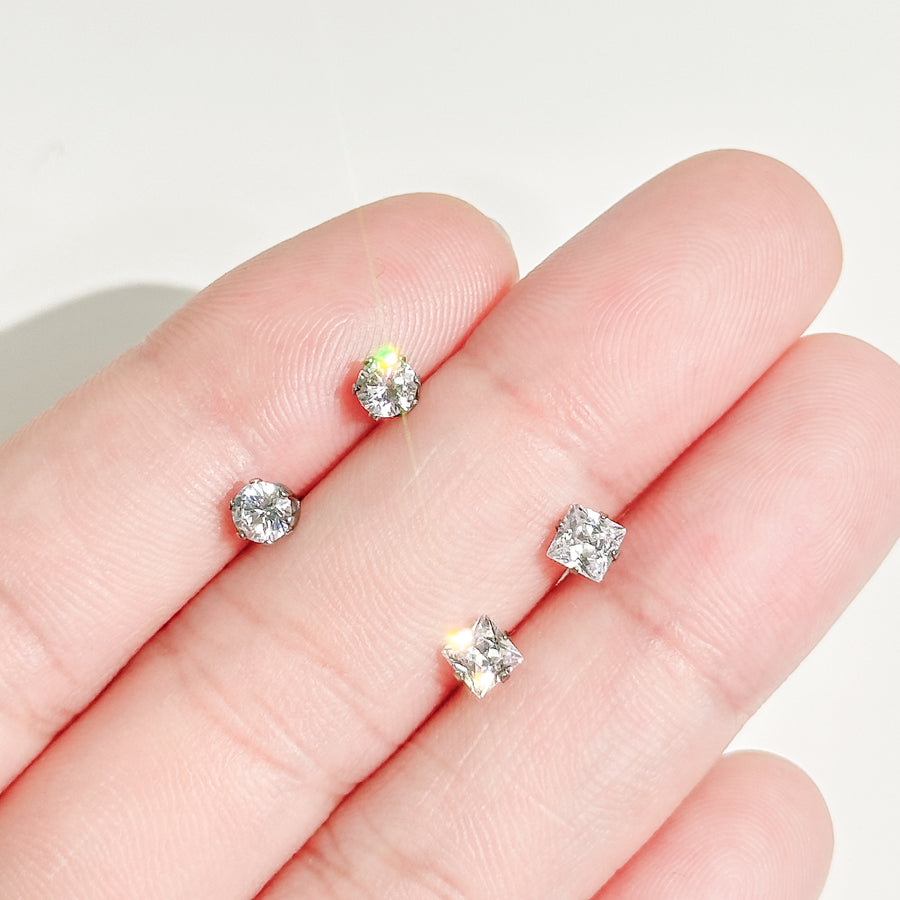 (Stainless) diamond earring 3 mm