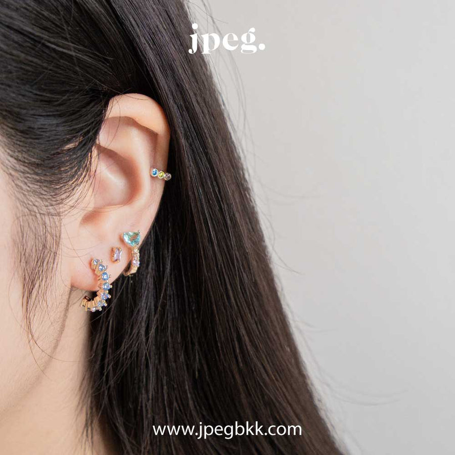 SKY BLUE - coco noir earring (Brass+14K)