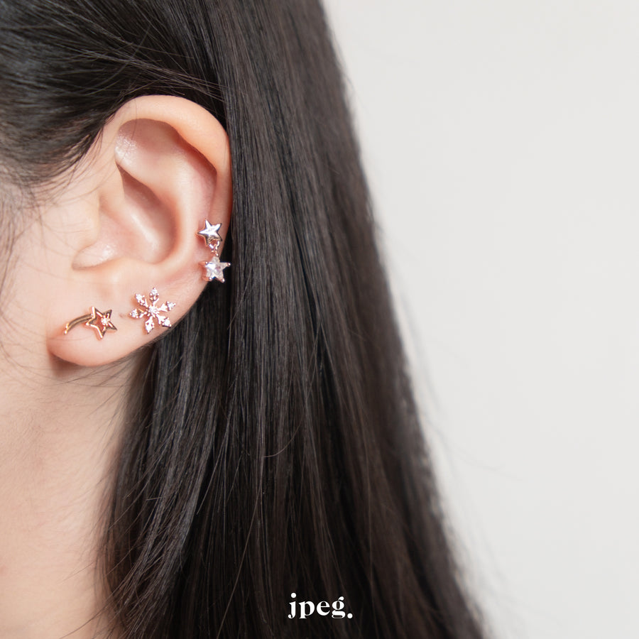 double star gem drop earring