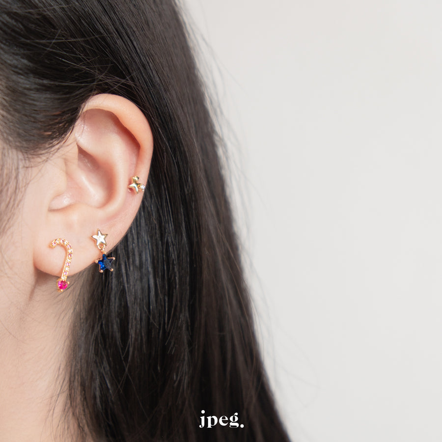double star gem drop earring