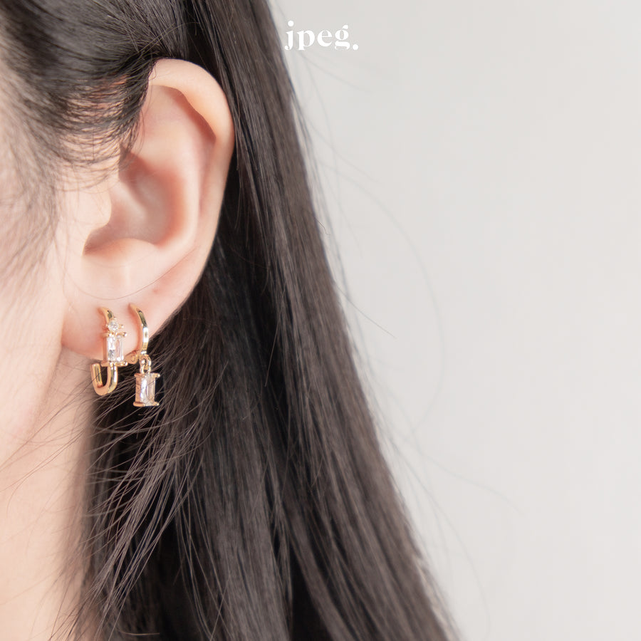WS01 - cubic gem hoop earring (brass)