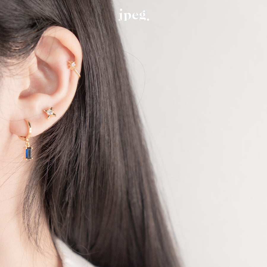 WS01 - cubic gem hoop earring (brass)
