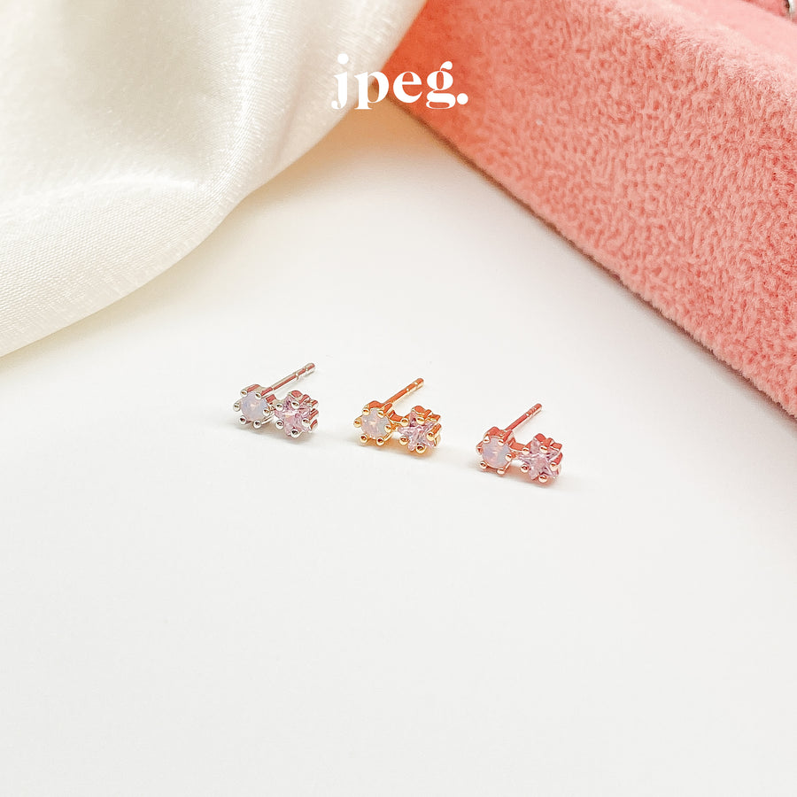 opal pink - stars falling earring (Brass)