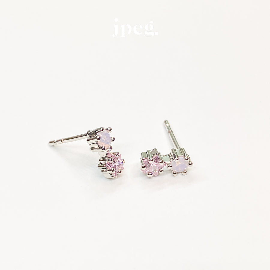 opal pink - stars falling earring (Brass)