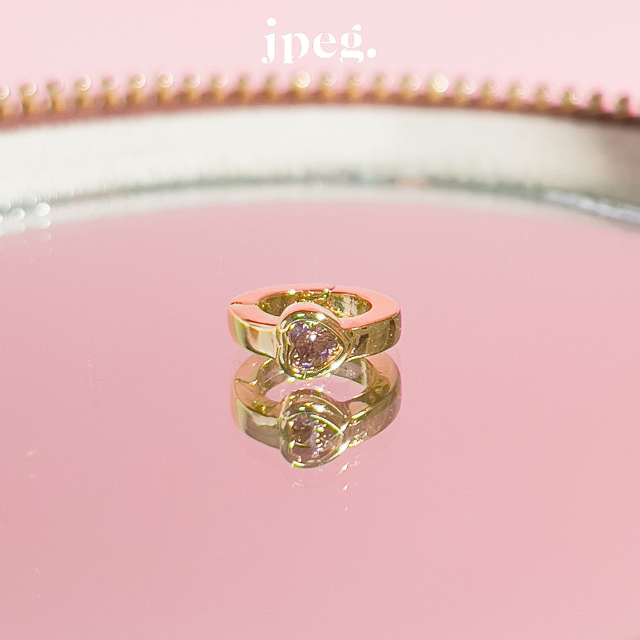 light pink - heart gem clip (brass)