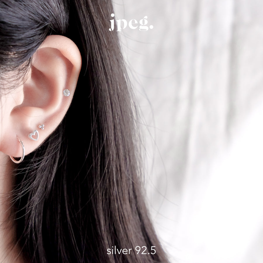 (Silver 925) cozy heart earring set
