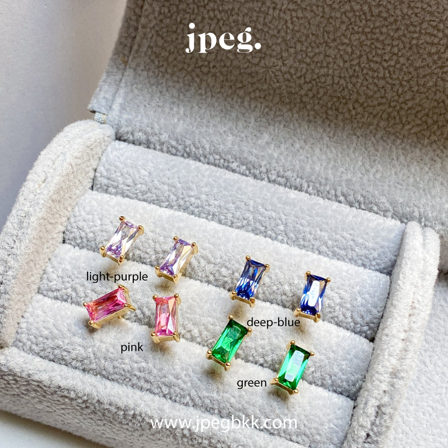 PINK - cubic gem earring (Brass+18K)