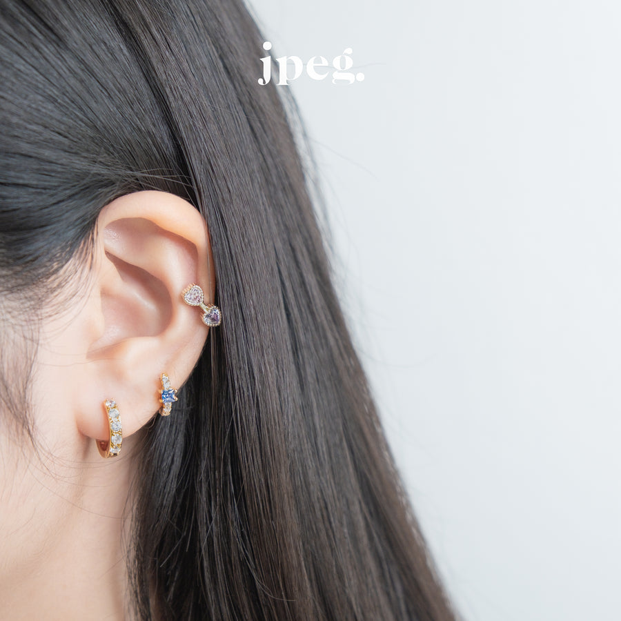 DEEP BLUE - blanche hoop earring (Brass+18K)