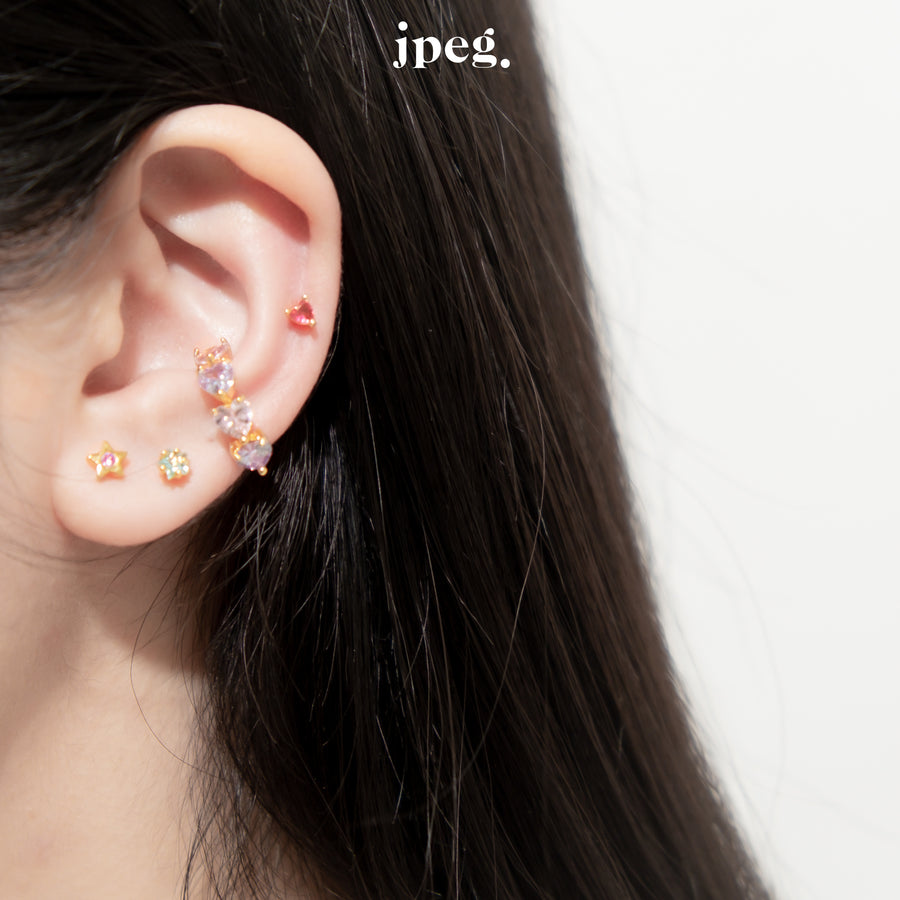 tiny heart gem earring (brass)