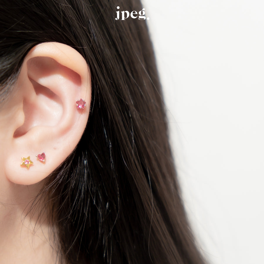 tiny star gem earring set (brass)