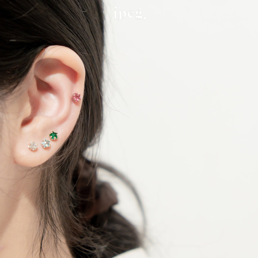 tiny star gem earring set (brass)