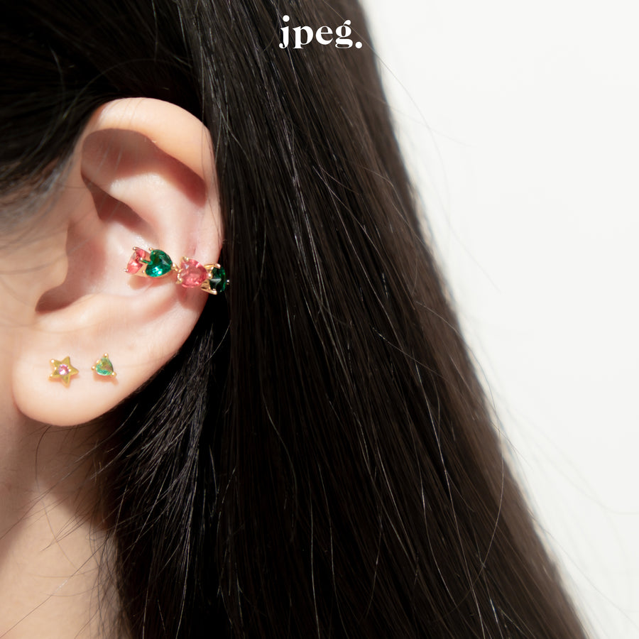 tiny heart gem earring (brass)