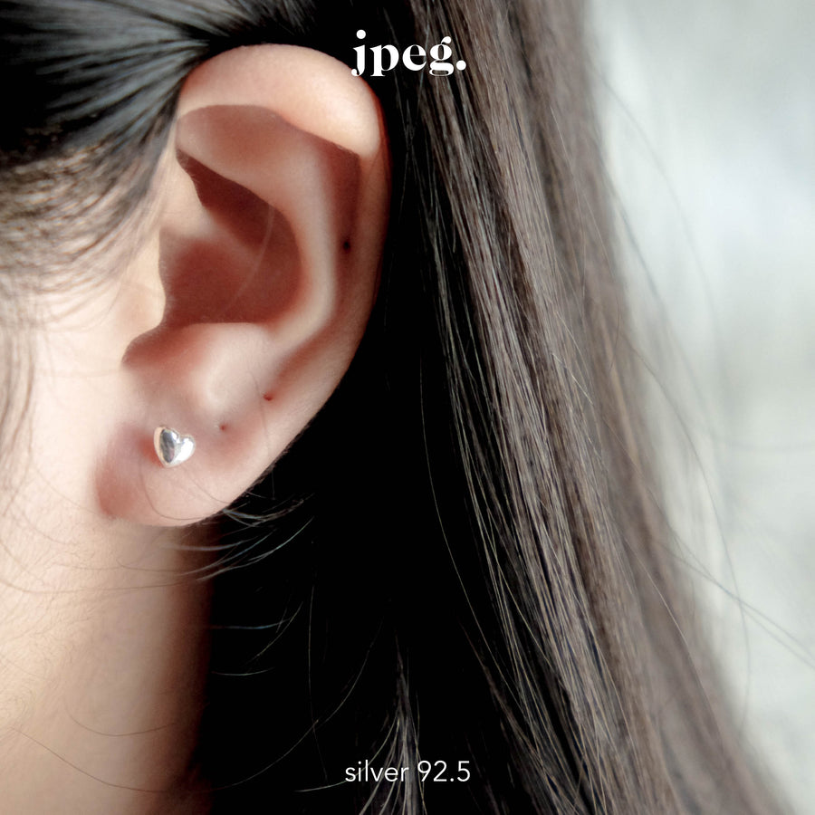 (Silver 925) heart hip studs earring