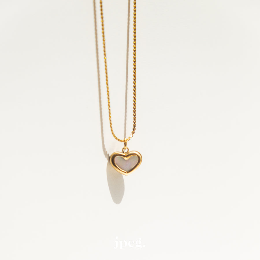 (stainless) heart oyster necklace