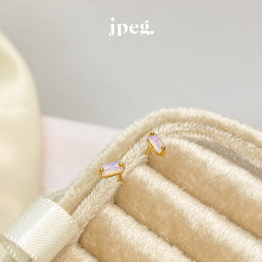 opal pink - tiny cubic earring (Brass)
