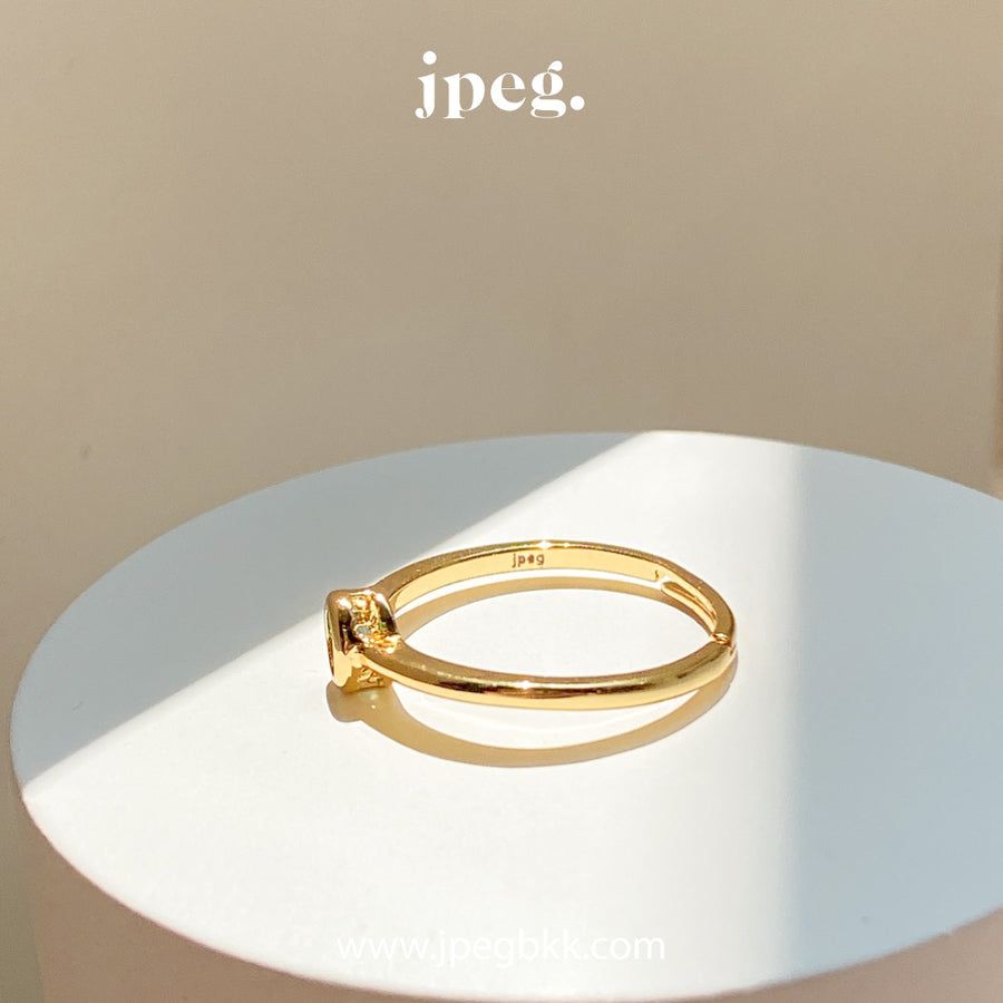 GREEN - oval ring (Brass+18K)
