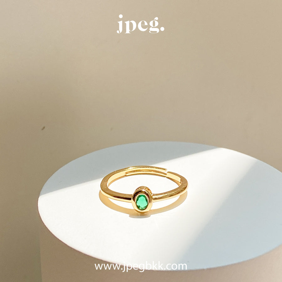 GREEN - oval ring (Brass+18K)