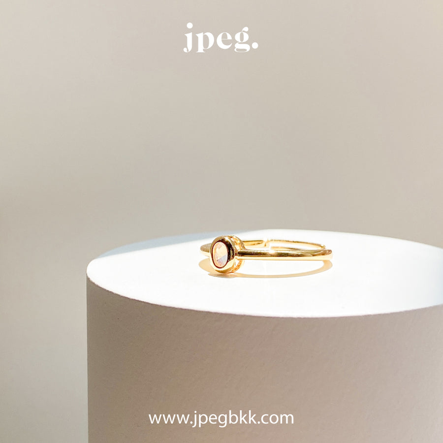 OPAL PINK - oval ring (Brass+18K)