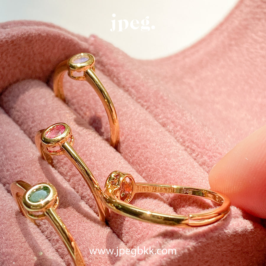 OPAL PINK - oval ring (Brass+18K)