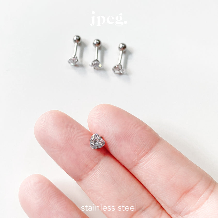 (stainless) pure heart diamond piercing