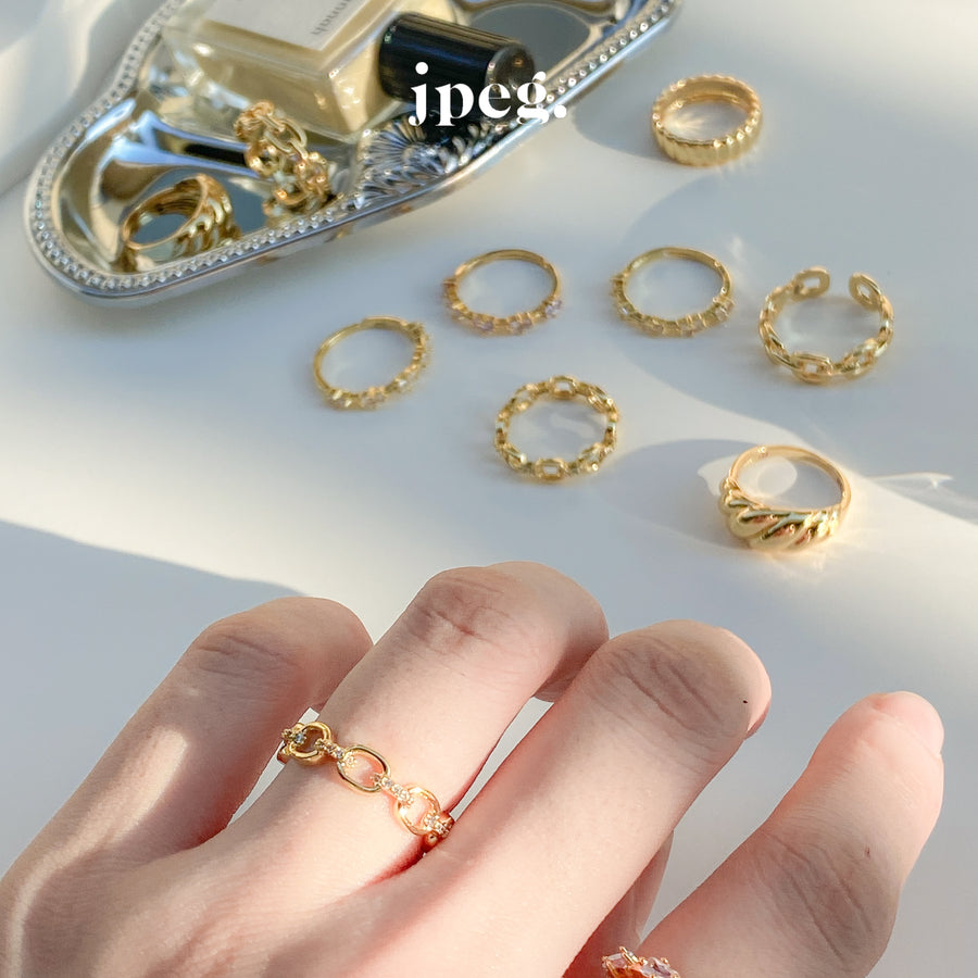 chain crush ring (Brass+18K)