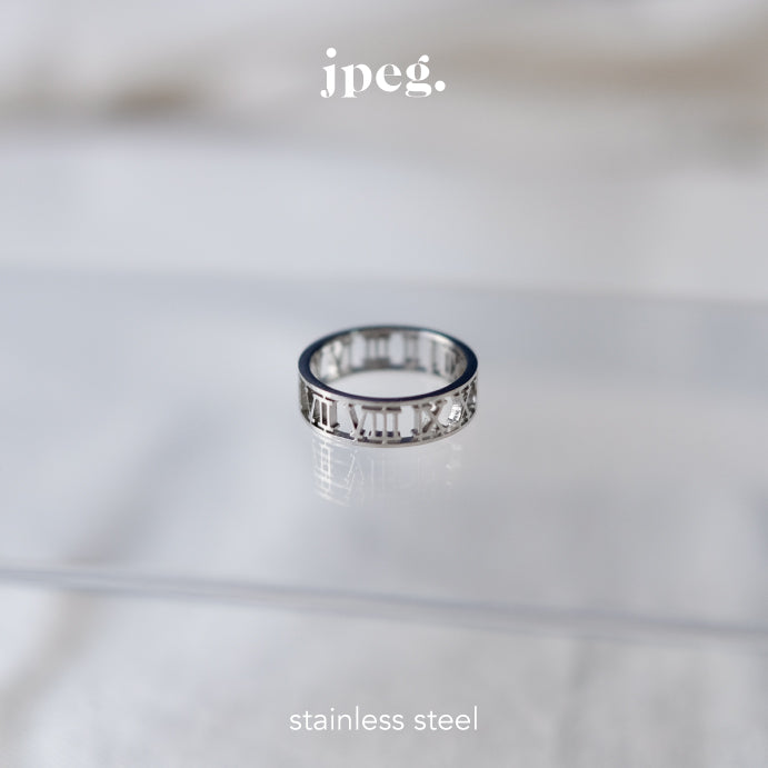 (stainless) roman  numerals ring