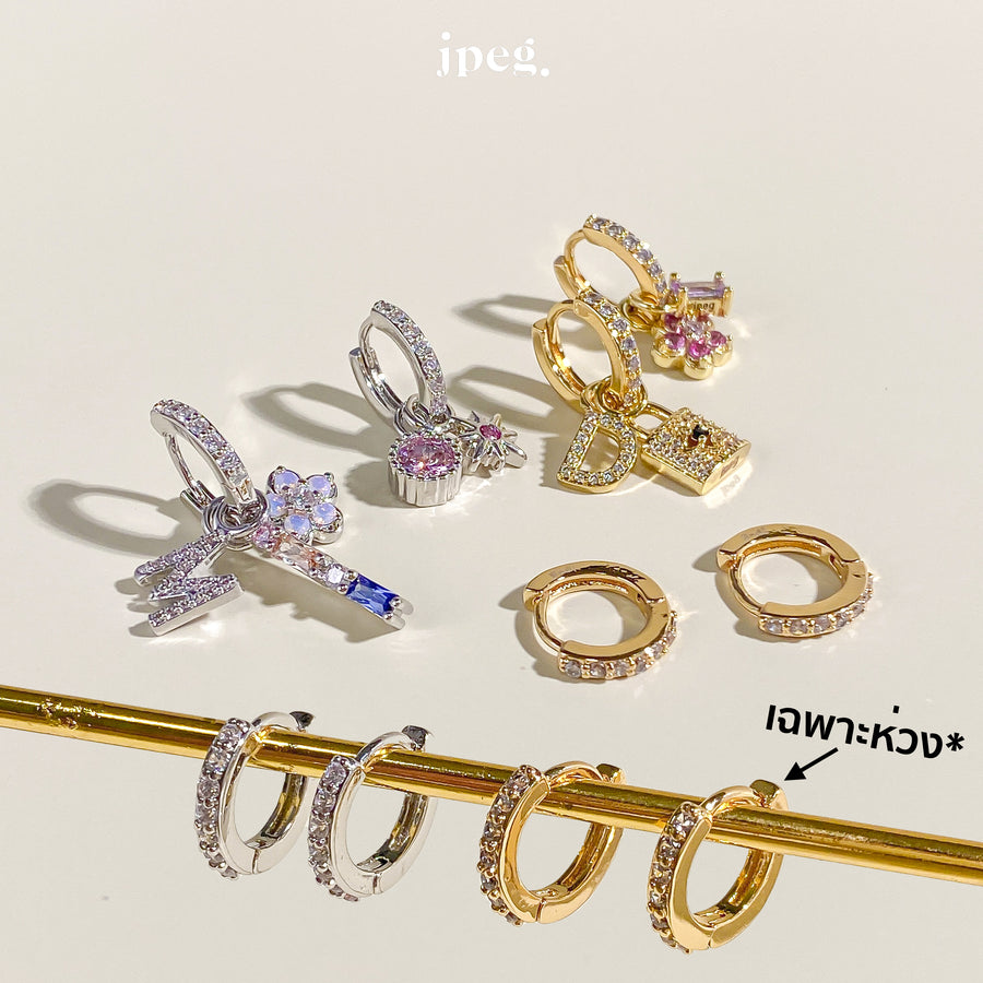 MINI diamond huggie hoop earring (brass)