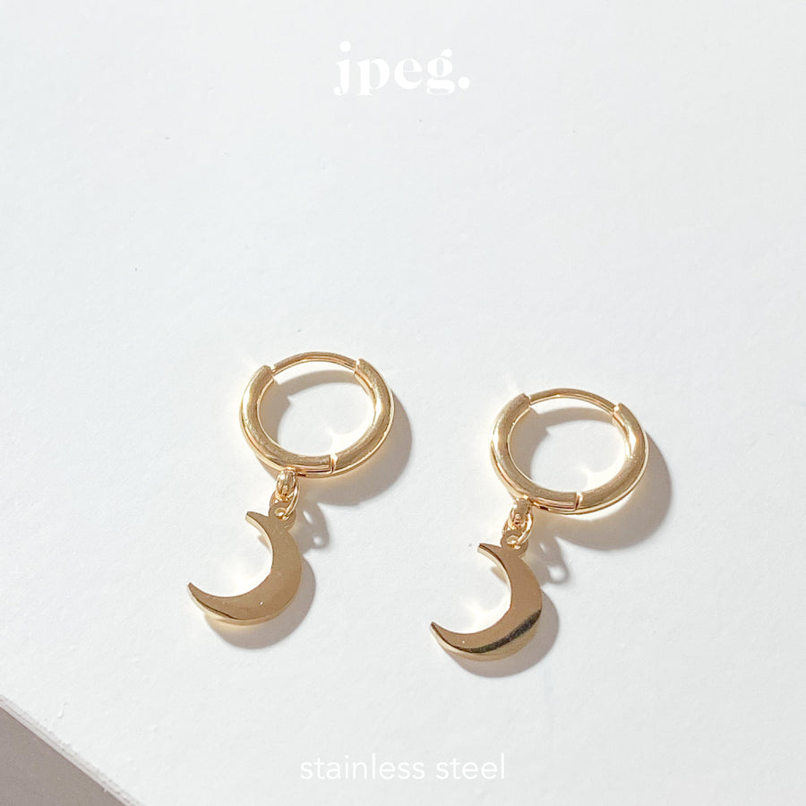 (stainless) tiny moon hoop earring